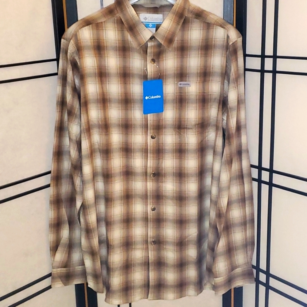Men's Columbia Sportswear Vapor Ridge Plaid Woven long-sleeved button-up shirt